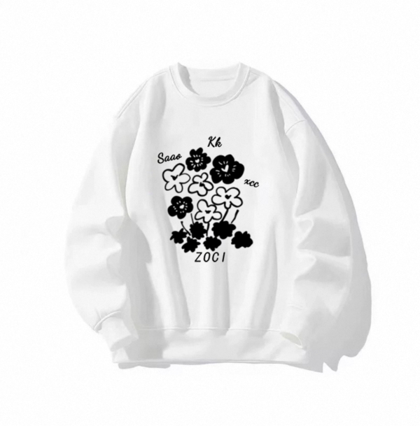 美式復古花灰加絨衛衣｜寬鬆潮牌設計感上衣