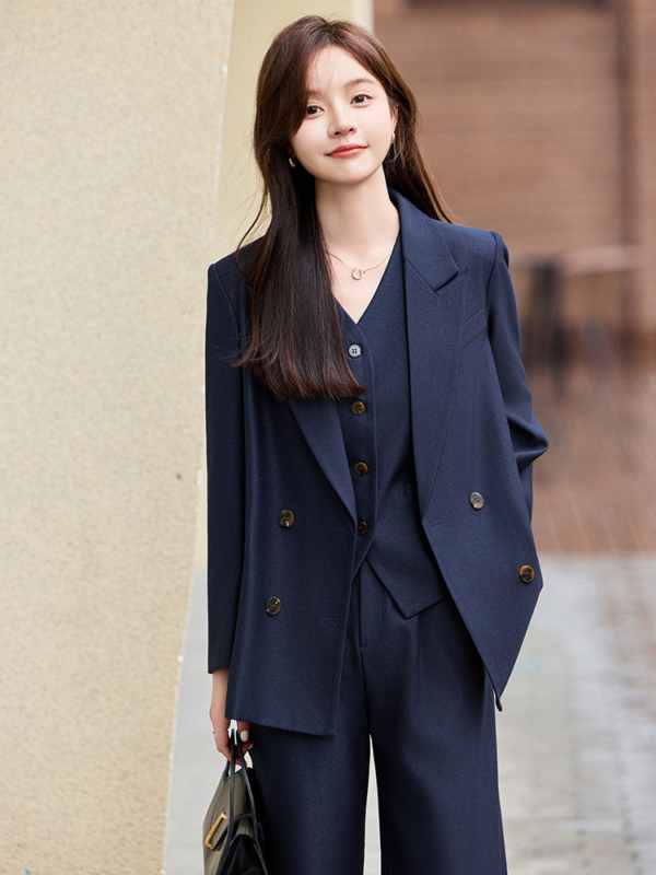 高級感女用三件式西裝套裝｜2025 春秋冬時尚職業裝｜西服＋西褲＋馬甲