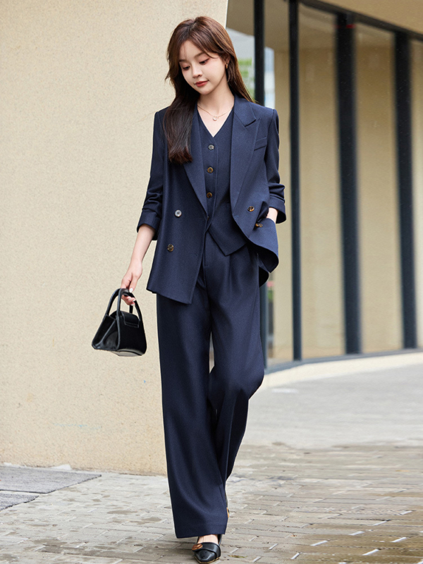 高級感女用三件式西裝套裝｜2025 春秋冬時尚職業裝｜西服＋西褲＋馬甲