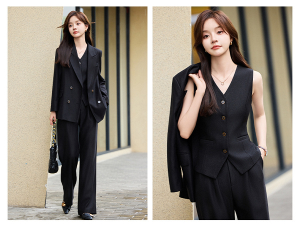 高級感女用三件式西裝套裝｜2025 春秋冬時尚職業裝｜西服＋西褲＋馬甲