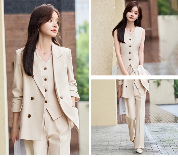 高級感女用三件式西裝套裝｜2025 春秋冬時尚職業裝｜西服＋西褲＋馬甲