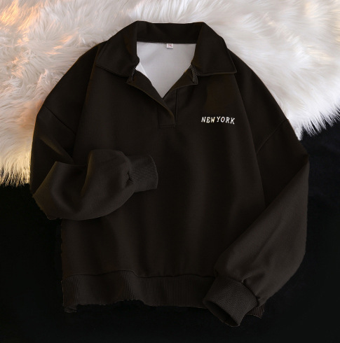 韓系寬鬆Polo領衛衣｜春秋薄款港味潮牌上衣