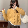 奶系短款針織開衫｜早春秋季麻花毛衣外套 氣質百搭款