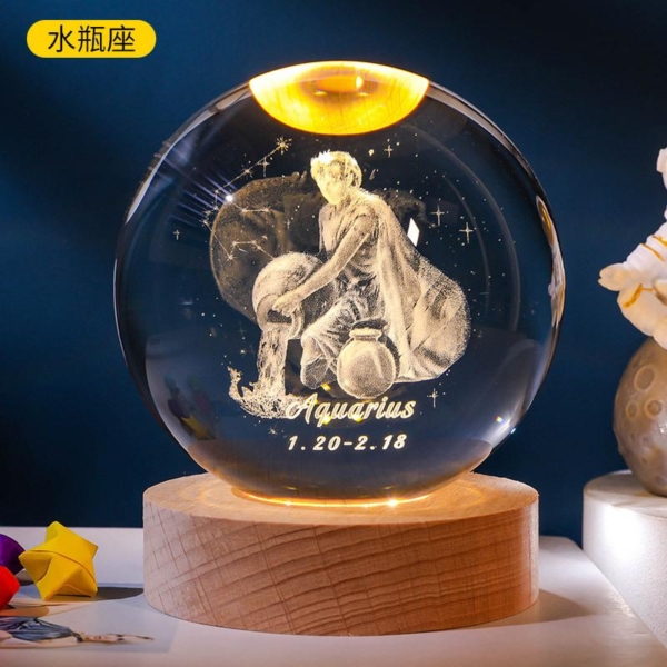 2.11 十二星座水晶球|星座開運擺飾 生日禮物禮盒收藏 光影能量水晶球