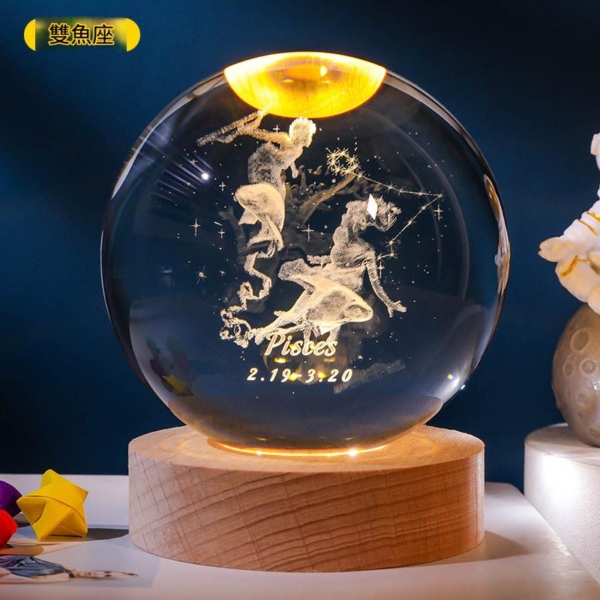 2.22 十二星座水晶球|星座開運擺飾 生日禮物禮盒收藏 光影能量水晶球