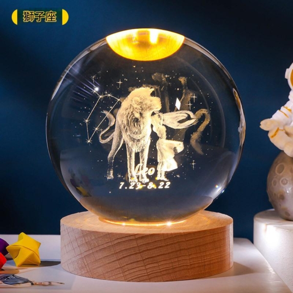 2.5 十二星座水晶球|星座開運擺飾 生日禮物禮盒收藏 光影能量水晶球