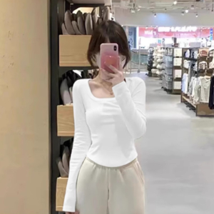 21 300g德絨長袖打底上衣|秋冬U領修身T恤 女生婴膚級保暖內搭