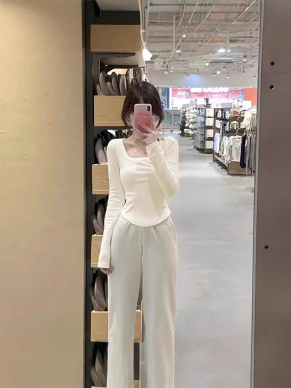 300g德絨長袖打底上衣｜秋冬U領修身T恤 女生婴膚級保暖內搭