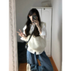春秋白色V領寬鬆針織馬甲｜設計感疊穿款毛衣背心｜女裝新款