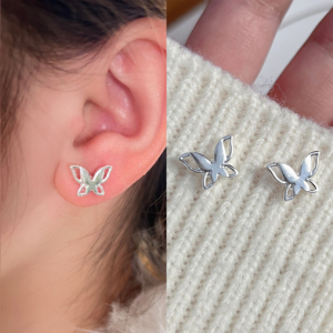 30659 螢河FFR|925銀電鍍鏤空蝴蝶耳環(MY30659)