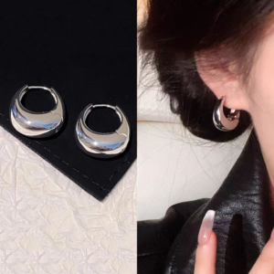 31105 螢河FFR|925銀電鍍厚實月弧圈環耳環(MY31105)