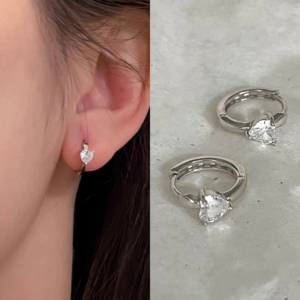 31162 螢河FFR|925銀電鍍愛心鑽圈環耳環(MY31162)