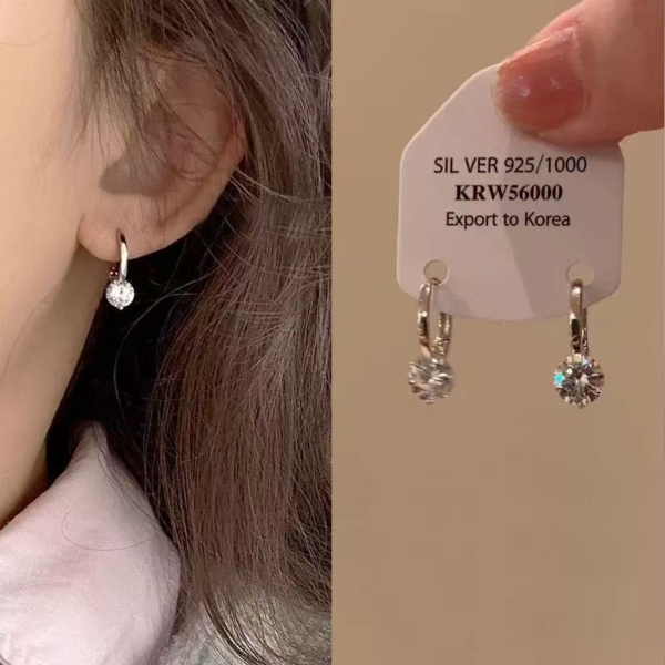 螢河FFR｜925銀電鍍極簡小圓鑽垂墜耳環（MY31849）