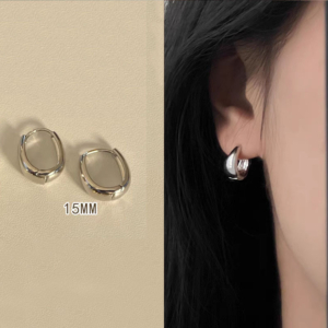 32617 螢河FFR|925銀電鍍簡約弧線圈環耳環(MY32617)