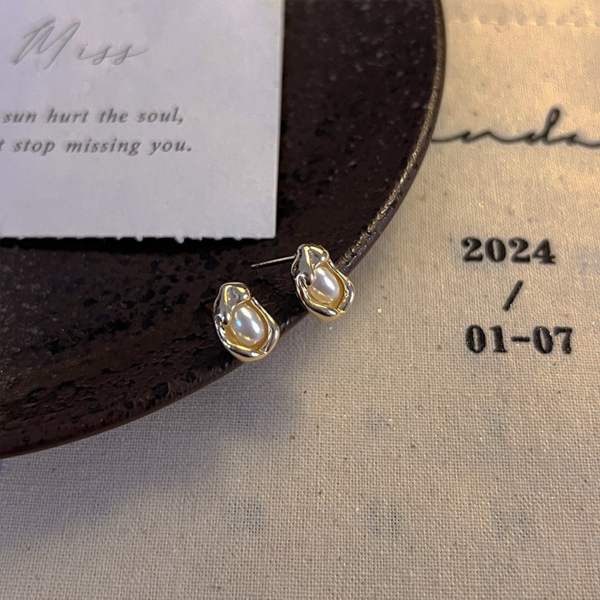 螢河FFR｜925銀電鍍金銀流光水滴珍珠耳釘（MY36427）